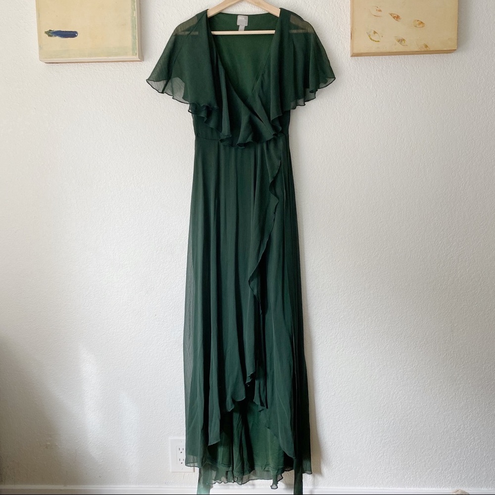 ASOS Green Cape Back Maxi Faux Wrap Dress - Size 4
